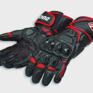 Pythons Racing CE Ducati leren handschoenen, motorrace-uitrusting, circuitpro