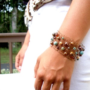 Turquoise Bracelet, Gemstone Bracelets, Arm Cuff Bracelet, Beaded Bracelets, Romantic Gift Jewelry, Girlfriend Jewelry, Modern Chic Handmade image 4