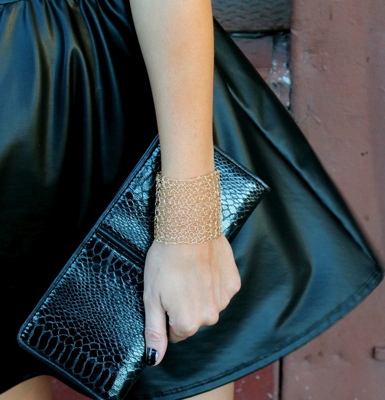 Gold Cuff Bracelet Arm Cuff Statement Bracelet Minimalist image 2