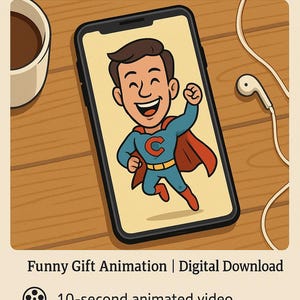 Add‑On: Animated Caricature Portrait – 10‑Second Custom Cartoon Video from Your Caricature | Funny Gift Animation | Digital Download