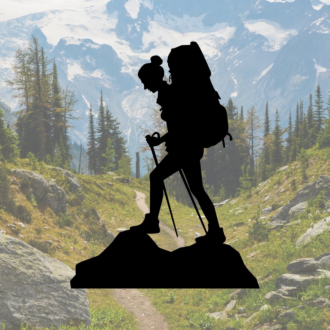 Female Hiker Vinyl Decal - Backpacker Decal, Nature Sticker, Mirror ...