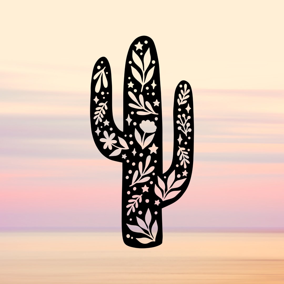 Cactus Vinyl Decal Handmade Custom Color and Size, Desert Decal, Water