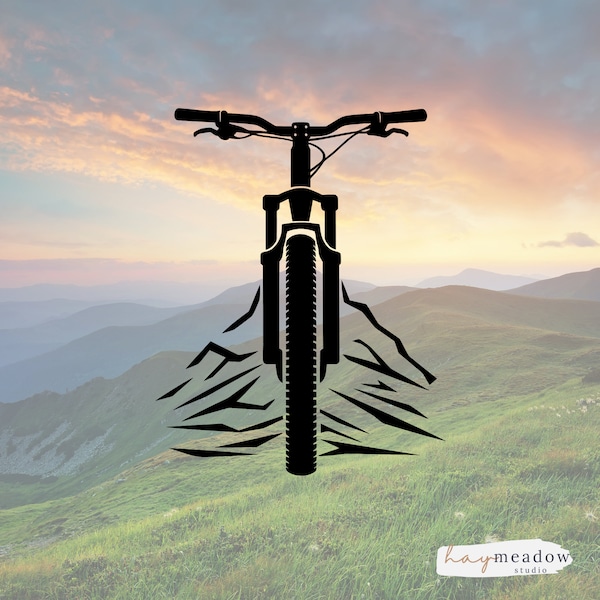 Mountain Bike and Mountain Vinyl Decal - MTB Sticker, Adventure Life, Outdoor Lover, Laptop Sticker