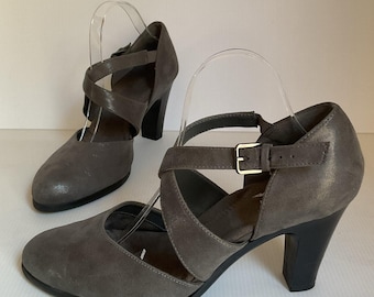 Vivienne Westwood T-bar Heels. London Punk. Black Leather