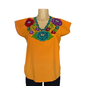Blouse brodée mexicaine - Haut fleuri artisanal du Chiapas / Blusa Mexicana Bordada Artesanal de Chiapas