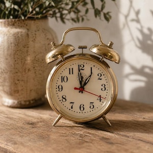 Vintage Westclox Wind Up Alarm Clock Brass Tone | Retro Twin Bell Mechanical Clock | Working Bedside Clock Cottage Farmhouse Decor