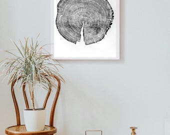 Carver's Pine: original woodcut print, tree ring art, natural wall art, handmade in USA