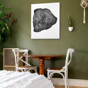 Walnut woodcut print, tree ring art, natural wall art, handmade in USA