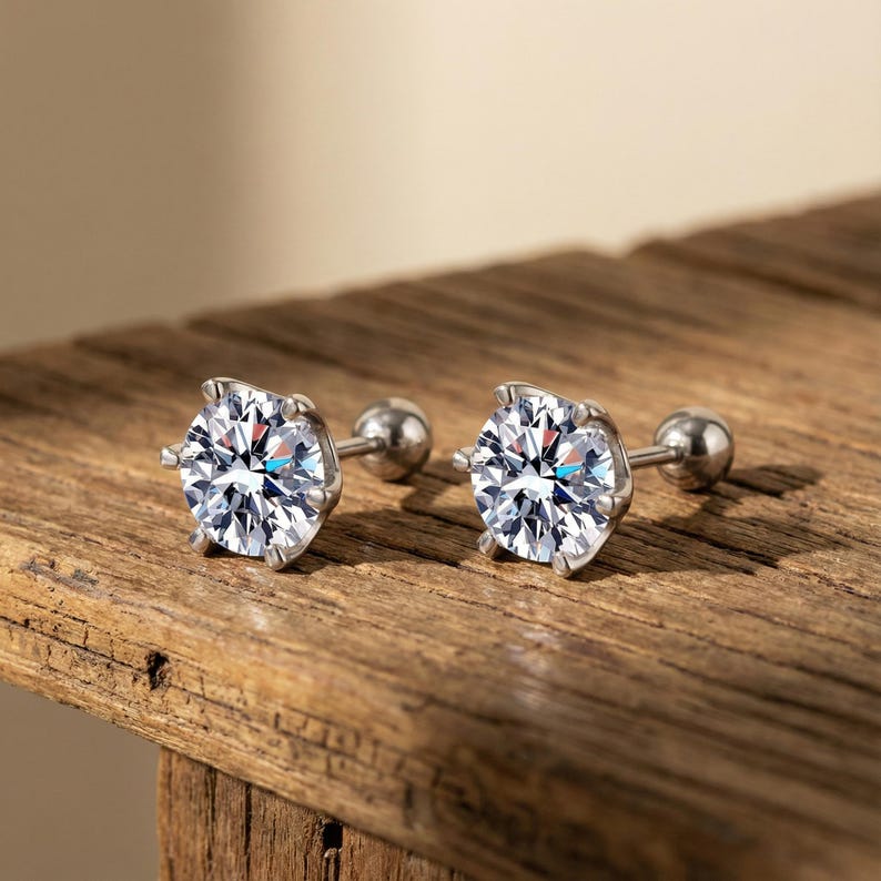 Moissanite Stud Earrings, Moissanite Earrings, Moissanite Studs, Moissanite Jewelry, Silver Stud Earrings, Bridesmaid Proposal Gifts image 3