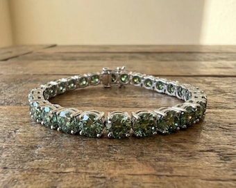 Green Moissanite Tennis Bracelet, Tennis Bracelet Moissanite, Moissanite Bracelet