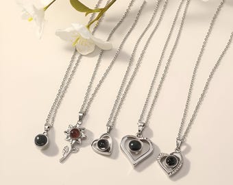 Custom Photo Projection Necklace | Personalized Locket | Engraved Necklace | Couple Necklace | Picture Necklace