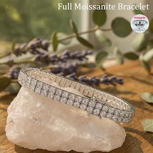 Moissanite Tennis Bracelet Certified VVS1 Tennis Bracelet 6MM Width Tennis Bracelet 18K White Gold Moissanite Bracelet