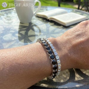 Moissanite Bracelet Tennis Bracelet Sterling Silver Bracelet Black Moissanite Black Stone Bracelet Black Gemstone