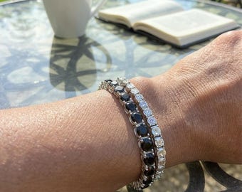 Moissanite Bracelet Tennis Bracelet Sterling Silver Bracelet Black Moissanite Black Stone Bracelet Black Gemstone