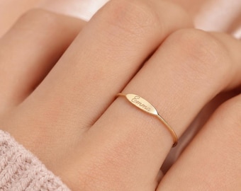 Dainty Name Ring, Personalized Engraved Name Ring for Women, Custom Gold Plated Stainless Steel Ring, Minimalist Ring, Mothers Day Gift