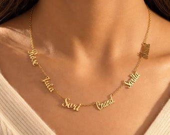 Colar personalizado com dois nomes, colar com vários nomes, colar com nome da família e nomes dos filhos, colar com placa de nome personalizada, presente para a mãe