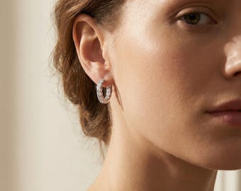 Moissanite Earrings, Moissanite Hoop Earrings, Gold Hoop Earrings, Silver Hoop Earrings, Wedding Earrings For Brides