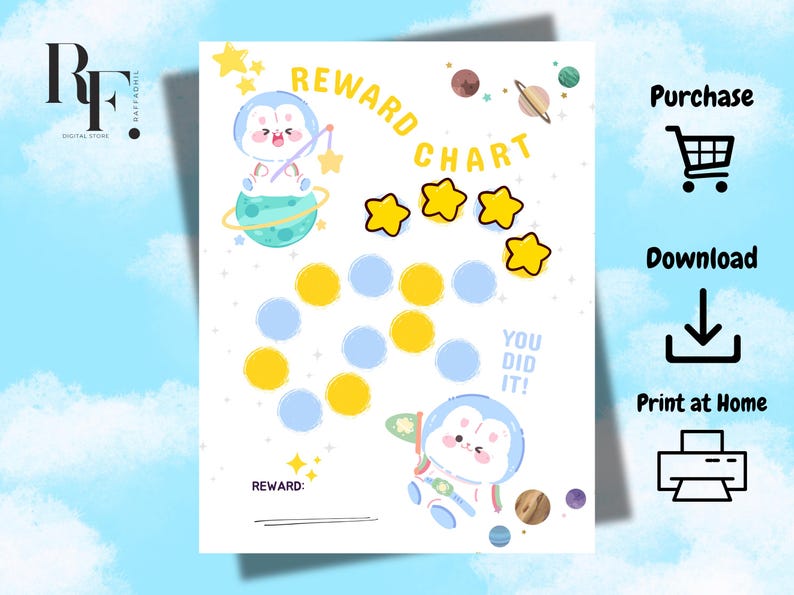 Space Reward Chart Printable for Kids | Behavior & Chore Chart | Potty ...
