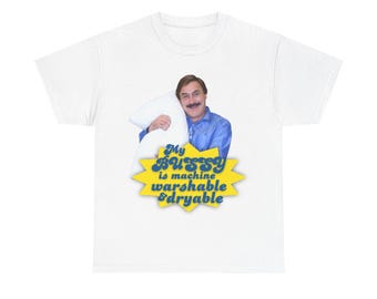 Maglietta con grafica della mascotte del cuscino / T-shirt "Il mio cuscino è lavabile e asciugabile in lavatrice"