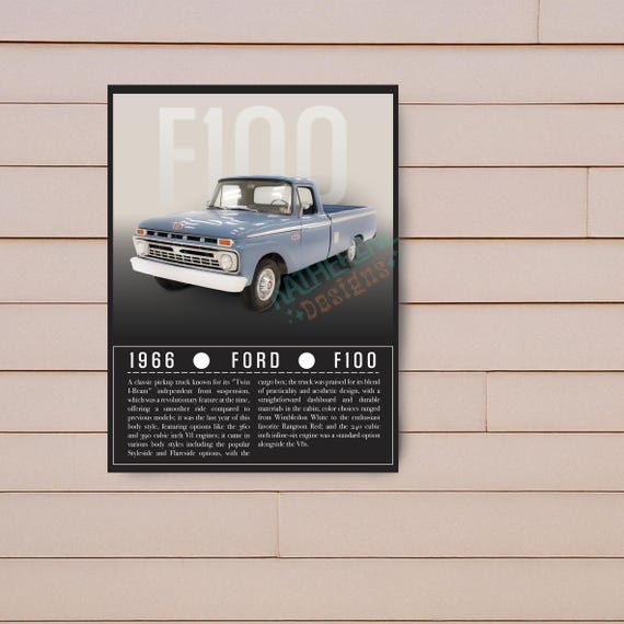 1966 Ford F100 Poster | Vintage Truck Wall Art, Classic American