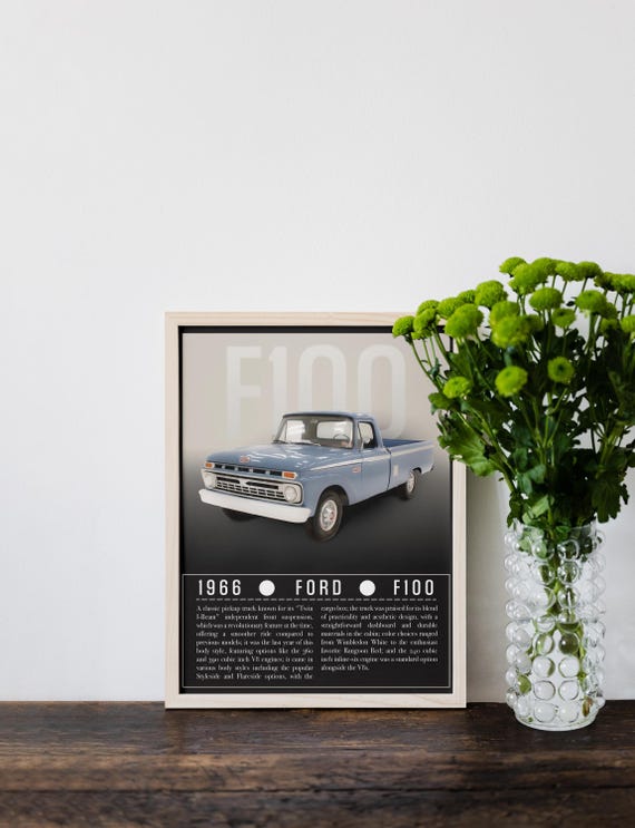 1966 Ford F100 Poster | Vintage Truck Wall Art, Classic American