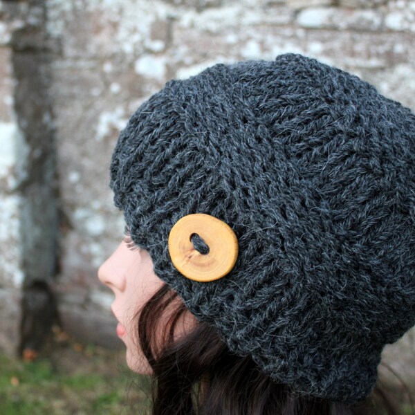 HAT knitted chunky - Big softie hat in dark grey, winter hat, womens gift, UK