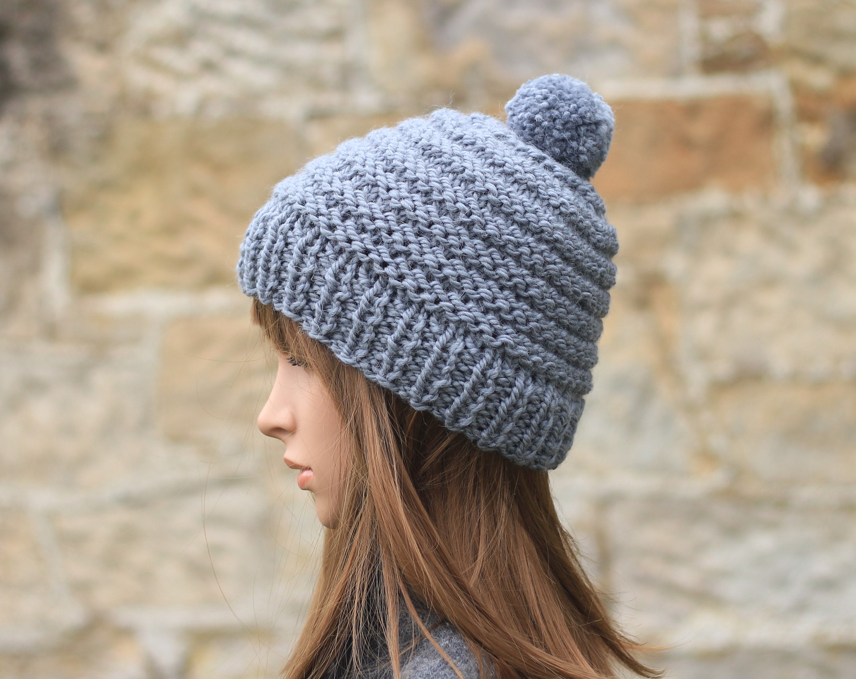 chunky grey beanie