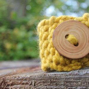 Big slip on handknit cuff/bracelet in barley, eco gifts for her image 5