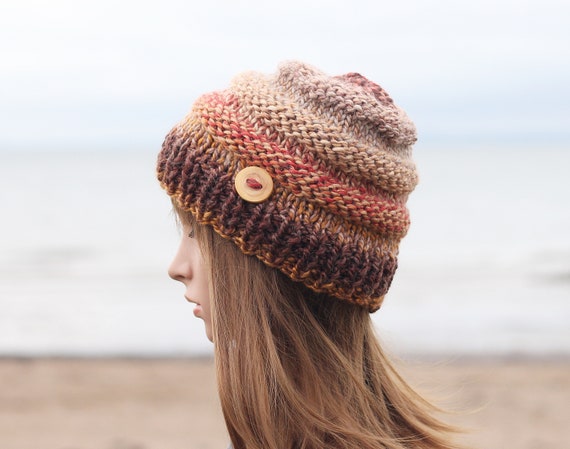 Knitted Beanie Hat, Super Chunky Cap Winter Brown, Red, Orange, Beige,  Woman\'s Gift, UK - Etsy Sweden