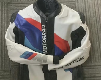 BMW Motorrad レザージャケット：ブラック＆ブルーの牛革、CE