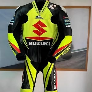 Traje de cuero de vaca para motocicleta Suzuki Racing, nuevo traje de motociclista Suzuki para hombre, traje personalizable