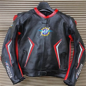 MV Agusta Racing Motorbike Cowhide Leather Jacket New MV Agusta Men&#39;s Motorcycle Biker Jacket