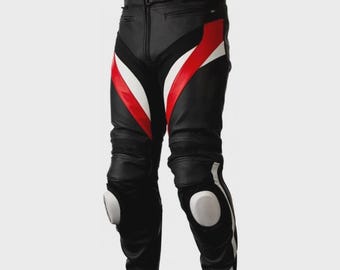 New Black Leather Racing Motorbike Leather Pant Custom Motorcycle Biker Trouser CE Approved Armor- Riding Gear