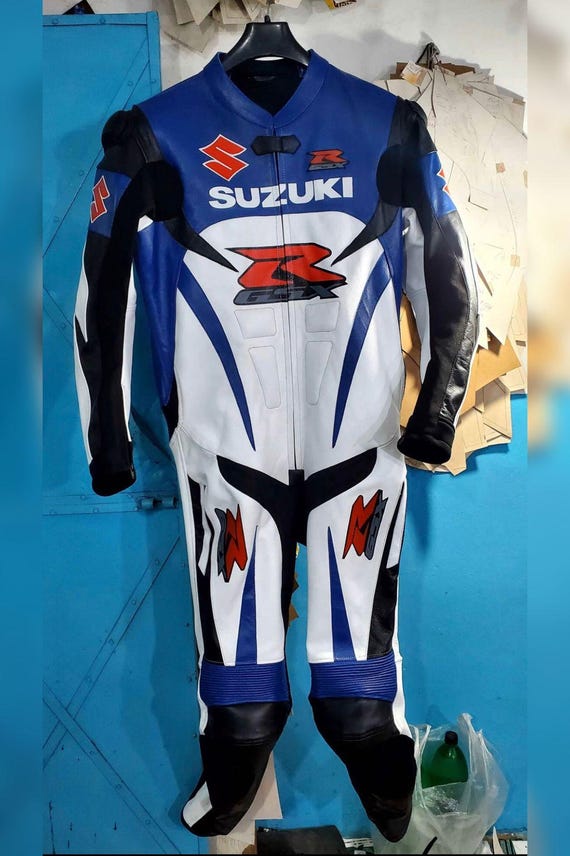 Suzuki GSXR Racing Motorbike Cowhide Leather Suit New Suzuki Men's Motorcycle Biker Suit