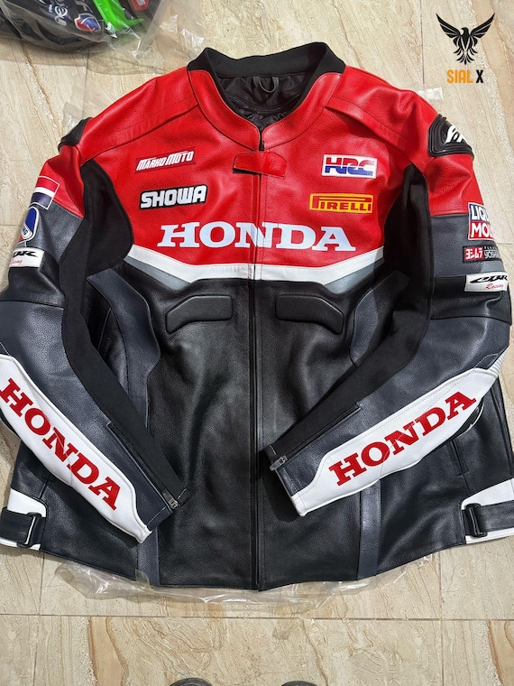 Honda Racing Motorbike Cowhide Leather Jacket Motogp New