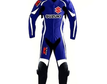 Suzuki GSXR Racing Motorbike Cowhide Leather Suit New Suzuki Men's Motorcycle Biker Suit