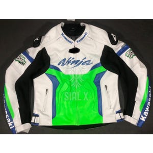 Kawasaki Ninja Racing Motorbike Cowhide Leather Jacket New Kawasaki Monster Motorcycle Biker Jacket