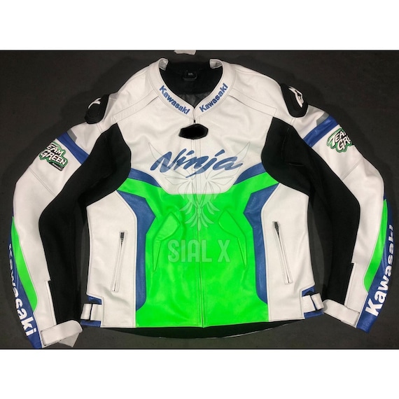 Kawasaki Ninja Monster Racing Motorbike Cowhide Leather Jacket New Kawasaki Monster Ninja Motorcycle Biker Jacket