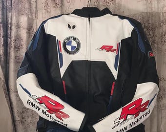 Blouson moto en cuir de course BMW Motorrad Racing Nouveau Blouson moto motard BMW S1000RR