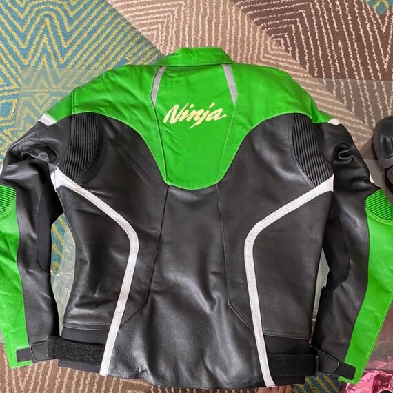 Kawasaki Ninja Racing Motorbike Cowhide Leather Jacket New