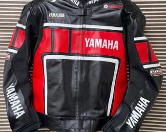 Yamaha Racing Motorbike Cowhide Leather Jacket New Yamaha Motorcycle Biker Jacket