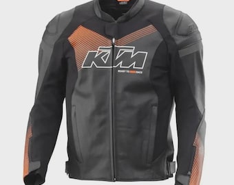 Leren KTM Racing-motorjas, vintage bikerstijl