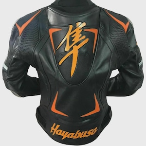 Suzuki Hayabusa Racing Motorbike Cowhide Leather Jacket CE Armor New Suzuki Black & Red Motorcycle Biker Jacket - Riding Gear