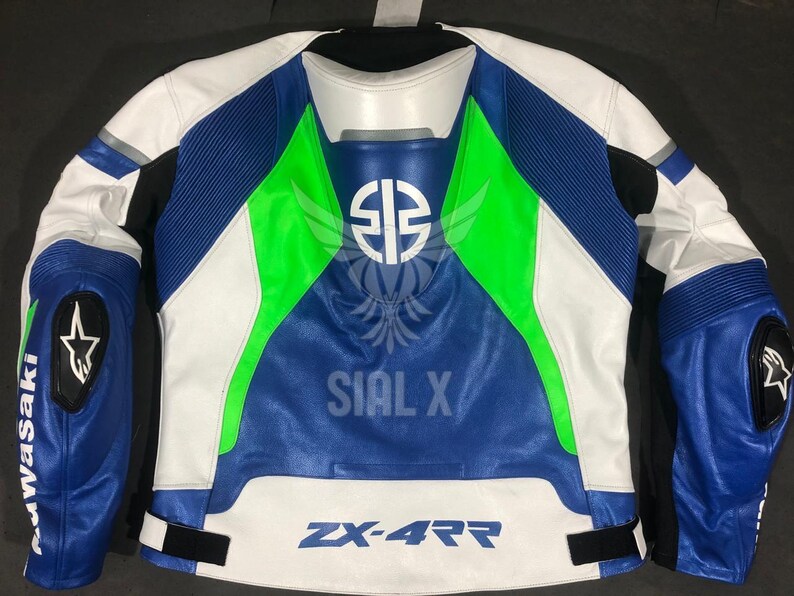 Kawasaki Ninja Racing Motorbike Cowhide Leather Jacket New Kawasaki Monster Motorcycle Biker Jacket