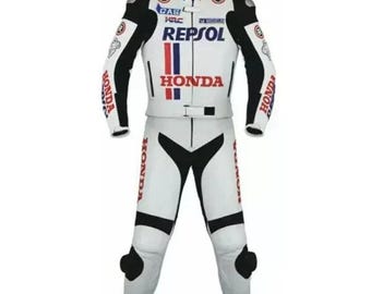 Honda Repsol Racing Motorbike Cowhide Leather Suit MotoGP Honda Motorcycle Biker Suit