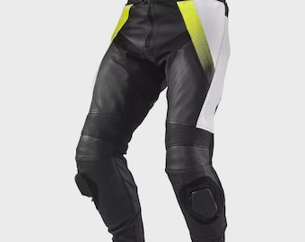 New Black Leather Racing Motorbike Leather Pant Custom Motorcycle Biker Trouser CE Approved Armor- Riding Gear