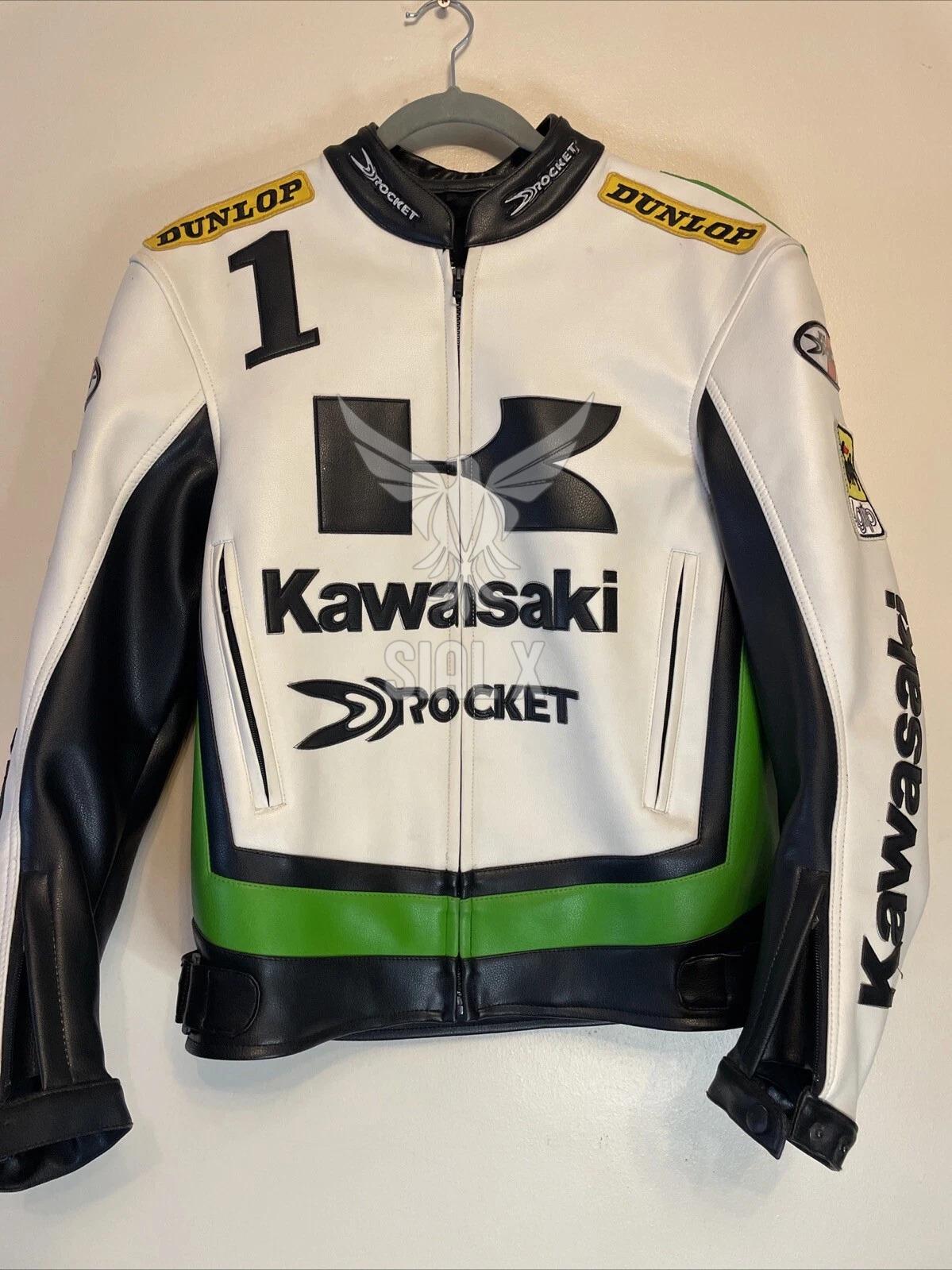 カワサキレーシングバイク用牛革レザージャケット 新型カワサキ Kawasaki Rocket レザージャケット