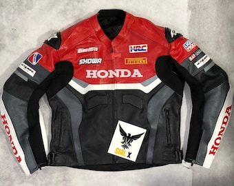 Honda Racing Motorbike Cowhide Leather Jacket MotoGP New Honda Motorcycle Biker Jacket