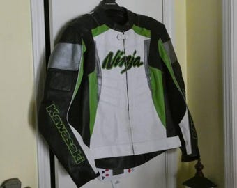 Kawasaki Ninja Racing Motorbike Cowhide Leather Jacket New Kawasaki Motorcycle Biker Jacket