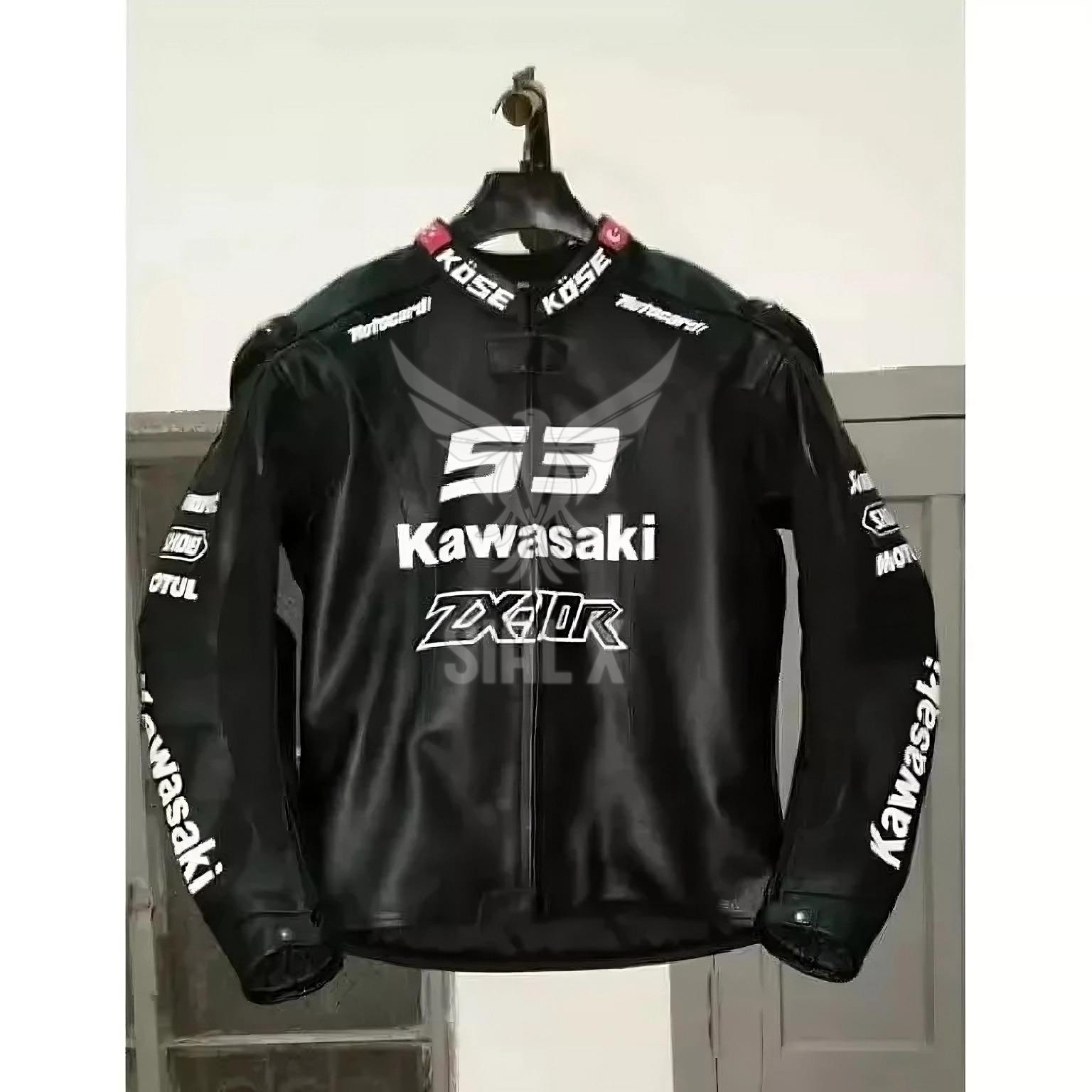 Kawasaki Ninja Monster Racing Motorbike Cowhide Leather Jacket New